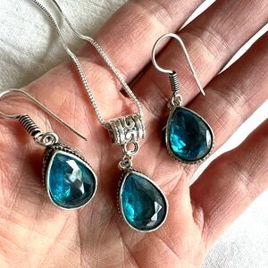 925 STUNNING Swiss Topaz Necklace + Earrings Set